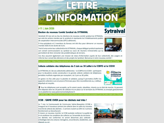 La lettre d'information de juin est publiée