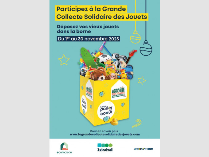 La Grande Collecte Solidaire de Jouets sur le territoire du SYTRAIVAL du 1er au 30 novembre