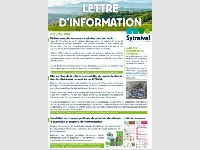 La lettre d'information de mars est publiée