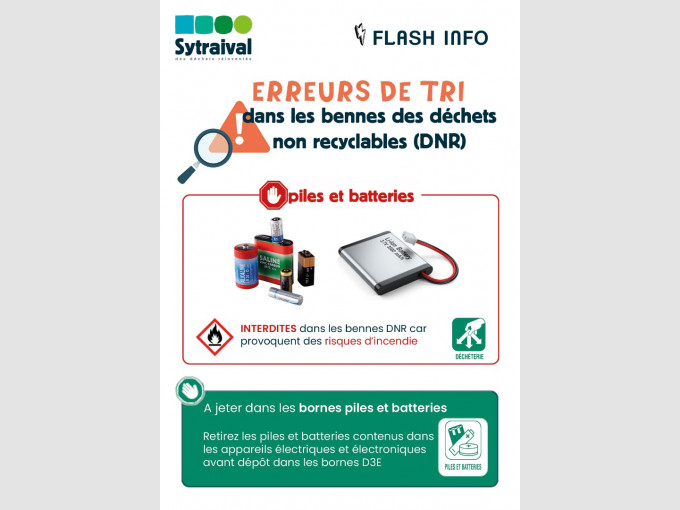 Erreurs de tri : piles et batteries dans les bennes DNR