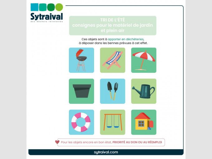 Consignes de tri pour le matériel de jardin et de plein air
