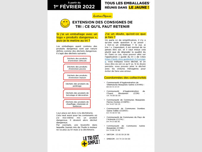 La foire aux questions des extensions de consignes de tri