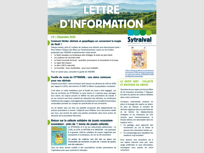 La lettre d'information de décembre est publiée !