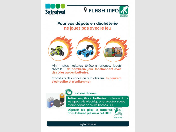 Pour vos dépôts de jeux et jouets en déchèteries, ne jouez pas avec le feu !