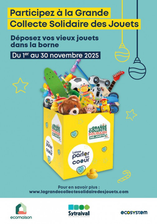 La Grande Collecte Solidaire de Jouets sur le territoire du SYTRAIVAL du 1er au 30 novembre