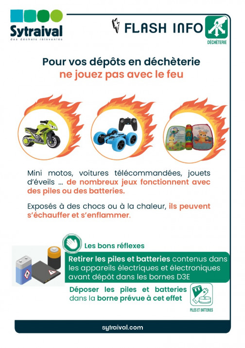 Pour vos dépôts de jeux et jouets en déchèteries, ne jouez pas avec le feu !