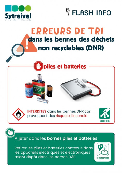 Erreurs de tri : piles et batteries dans les bennes DNR