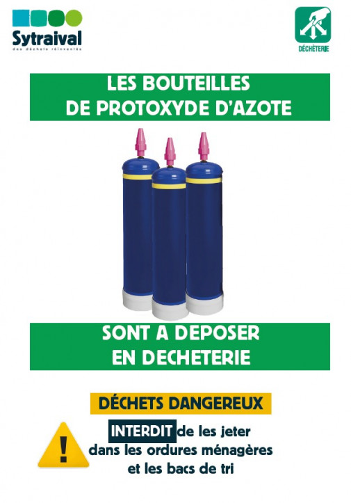 Collecte des bouteilles de protoxyde d'azote en déchèteries