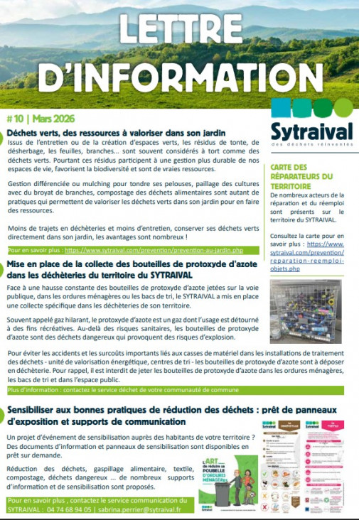 La lettre d'information de mars est publiée