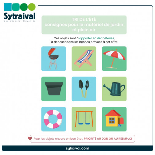 Consignes de tri pour le matériel de jardin et de plein air
